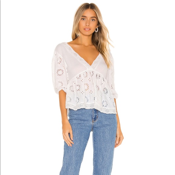 NEW FREE PEOPLE x REVOLVE Eyelet Crochet Blouse - Picture 4 of 5